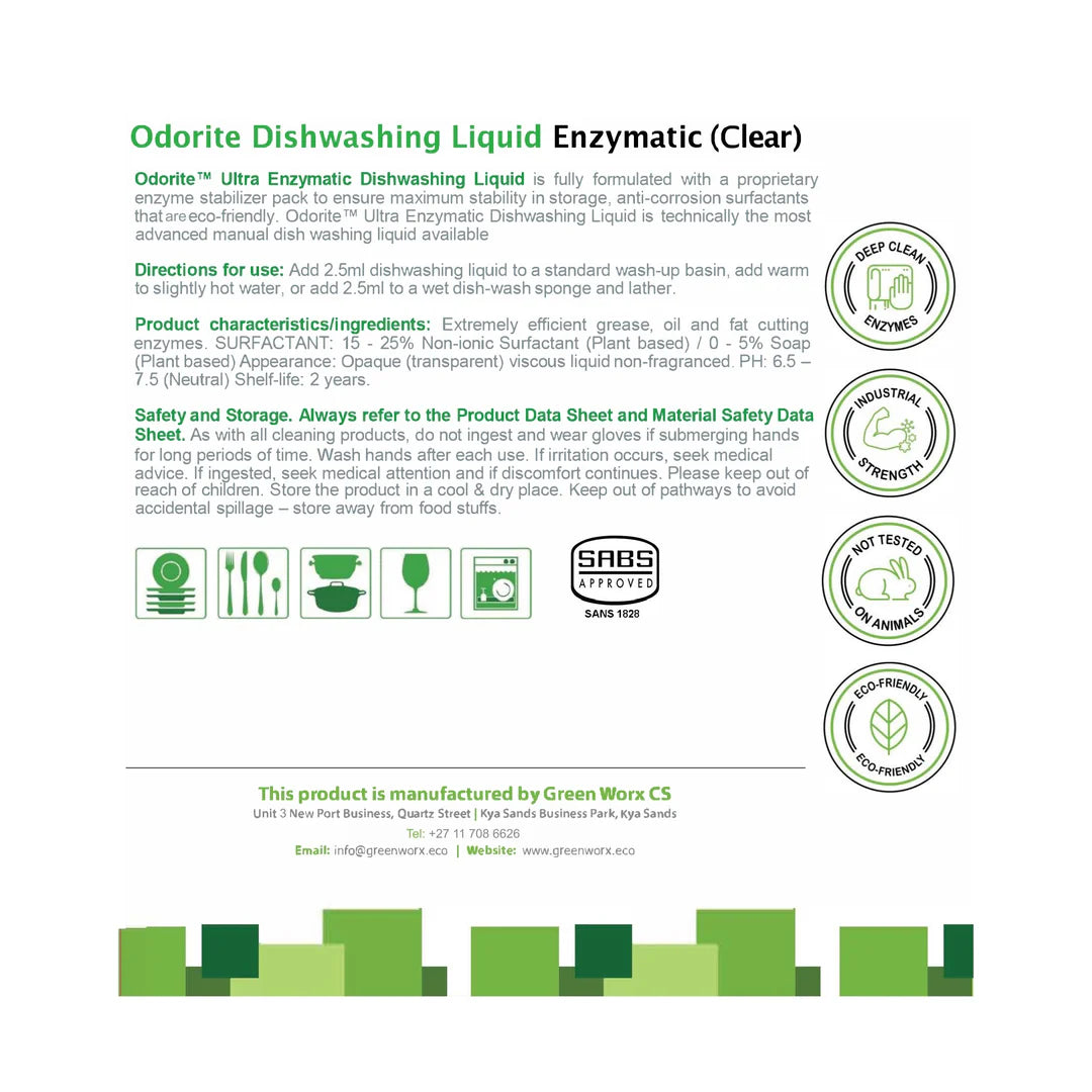 Odorite Ultra Enzymatic Dishwashing Liquid 5L