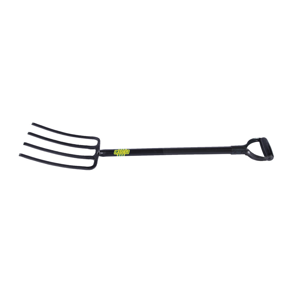 LASHER 4 Prong Steel Digging Fork (METAL HILT & STEEL SHAFT)