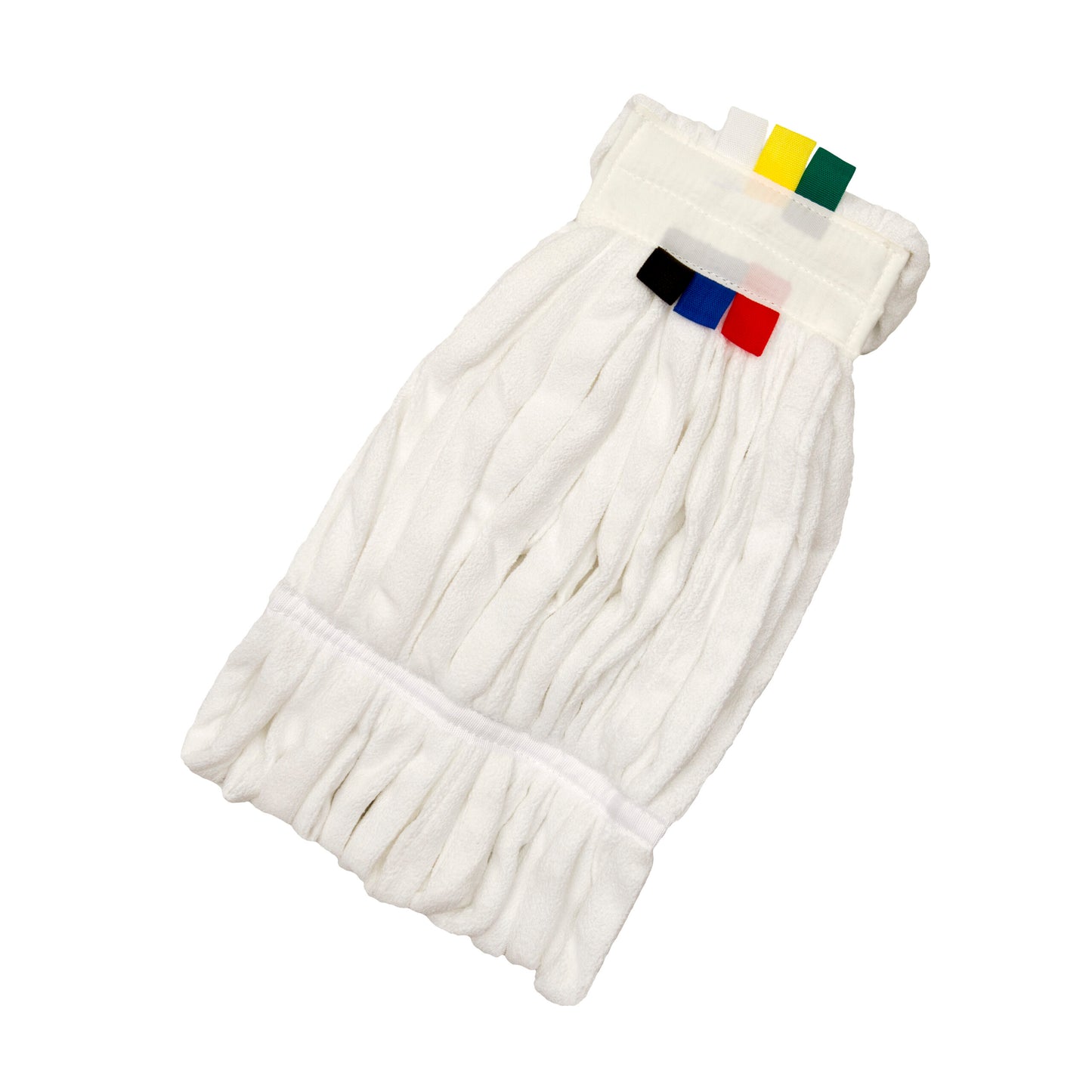 Microfiber Fan Mop Head ONLY (WHITE - LINT FREE) c/w Colour-coded Tags (CLIP HANDLE SOLD SEPERATELY)