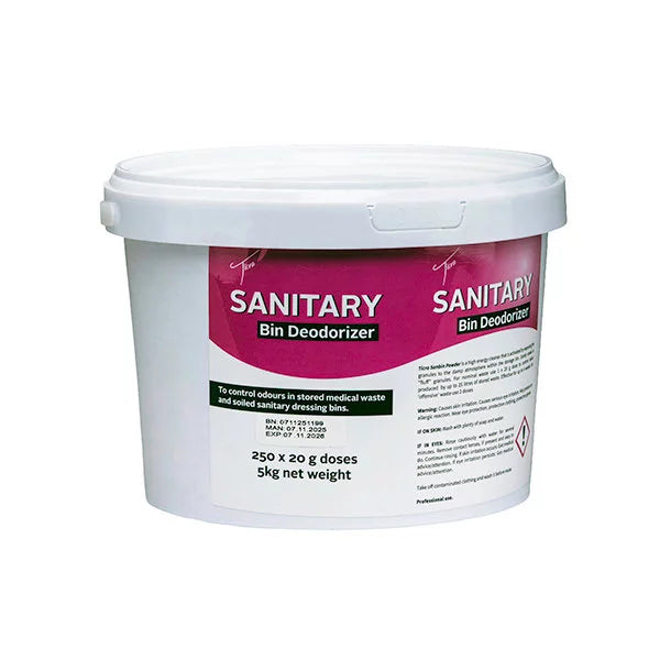 TICRA Sani Bin Powder 5kg (250 x 20g Doses) (KILLS GERMS & ODOURS IN SANITARY DRESSING BINS)
