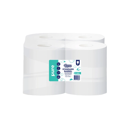 Dream PURE 1 Ply EMBOSSED Barrel / Centrefeed Towels (Pack of 4)