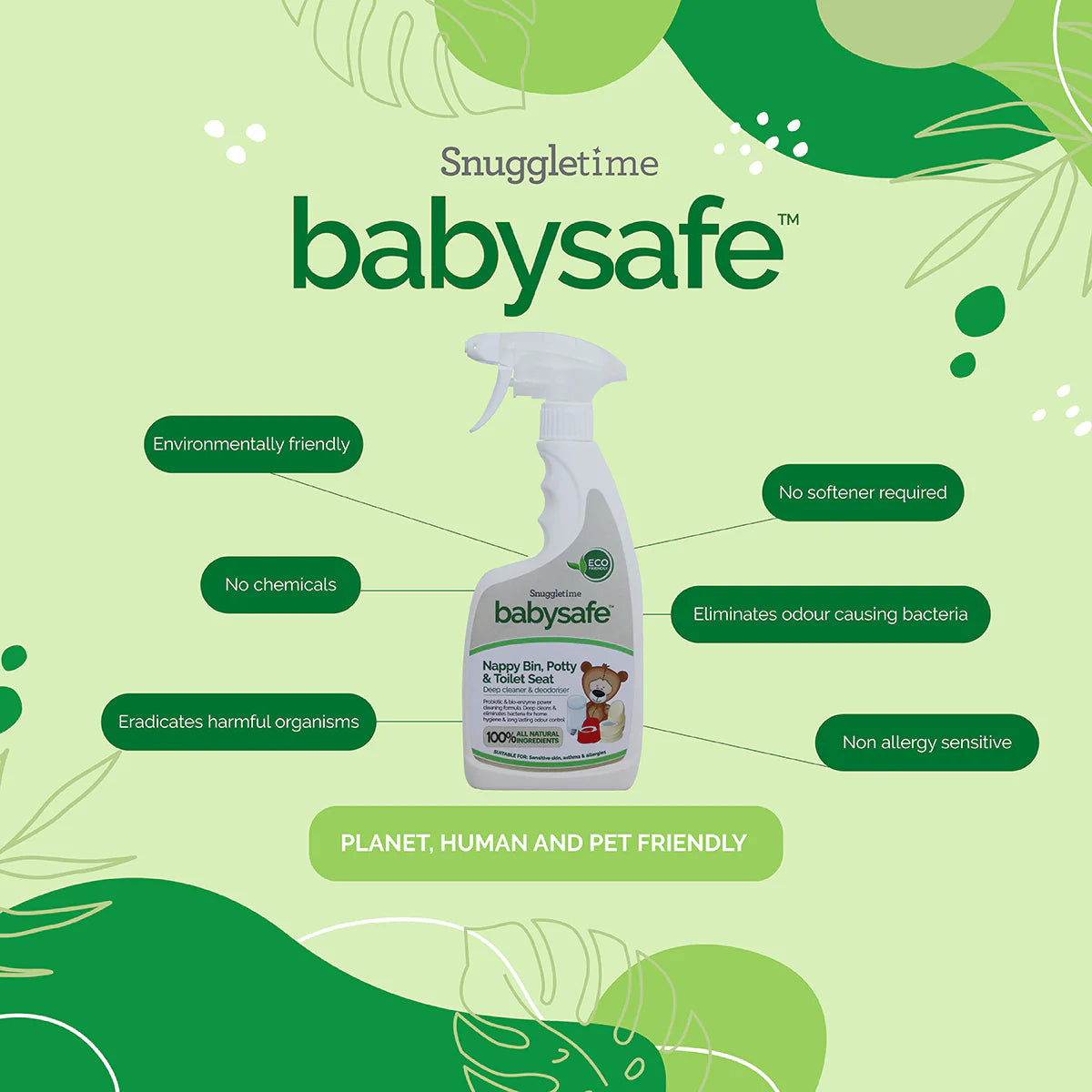 Babysafe Nappy Bin, Potty & Toilet Seat Deep Cleaner & Deodoriser 500ml