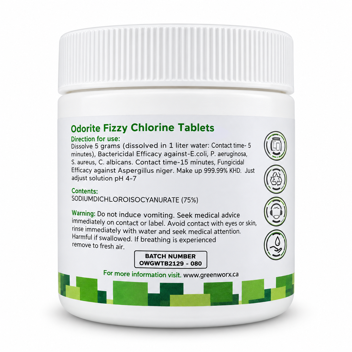 Odorite Fizzy Chlorine Tablets (120 x Tabs per Tub) (High-Level Effervescent Disinfectant)