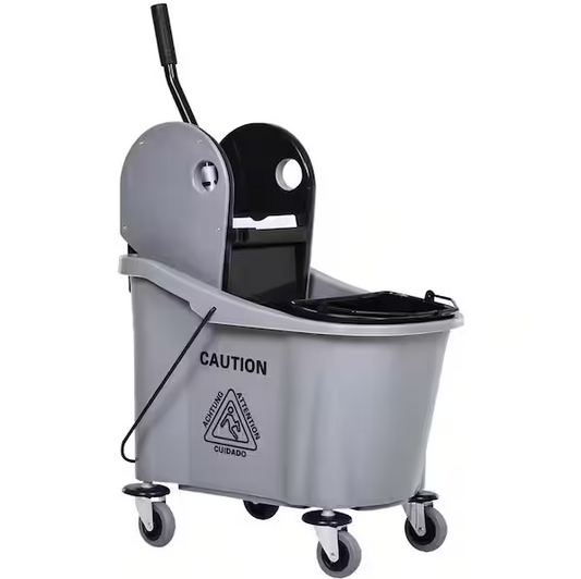 42L Double Bucket Mopping Station with Divider & Downpress Wringer