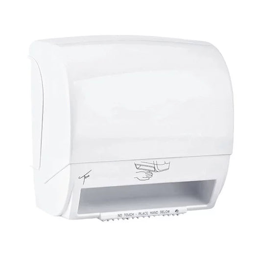 TICRA Automatic Touch-Free Mini Paper Towel Dispenser (PLASTIC) (EXCLUDES BATTERIES - Requires 4 x D-Cell Type) (20cm x 29cm x 29cm) (Dispenses Non-Perforated Rolls up to 20.32cm WIDE & 15.24cm in DIAMETER)