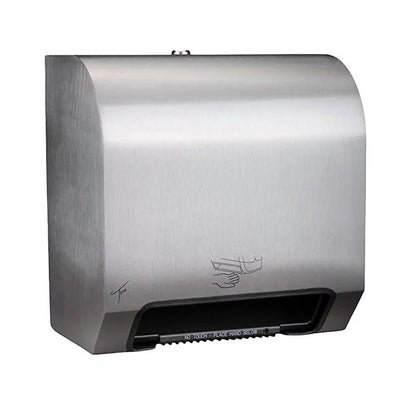 TICRA Automatic Touch-Free Mini Paper Towel Dispenser (STEEL) (EXCLUDES BATTERIES - Requires 4 x D-Cell Type) (20cm x 29cm x 29cm) (Dispenses Non-Perforated Rolls up to 20.32cm WIDE & 15.24cm in DIAMETER)