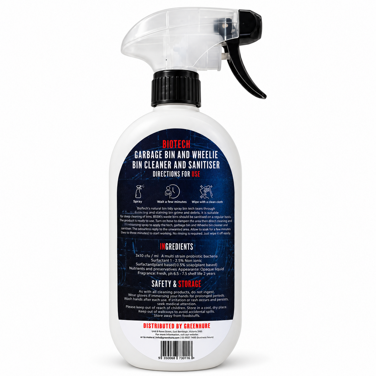 Bio Tech Garbage and Wheelie Bin Cleaner & Sanitising Deodoriser 500ml