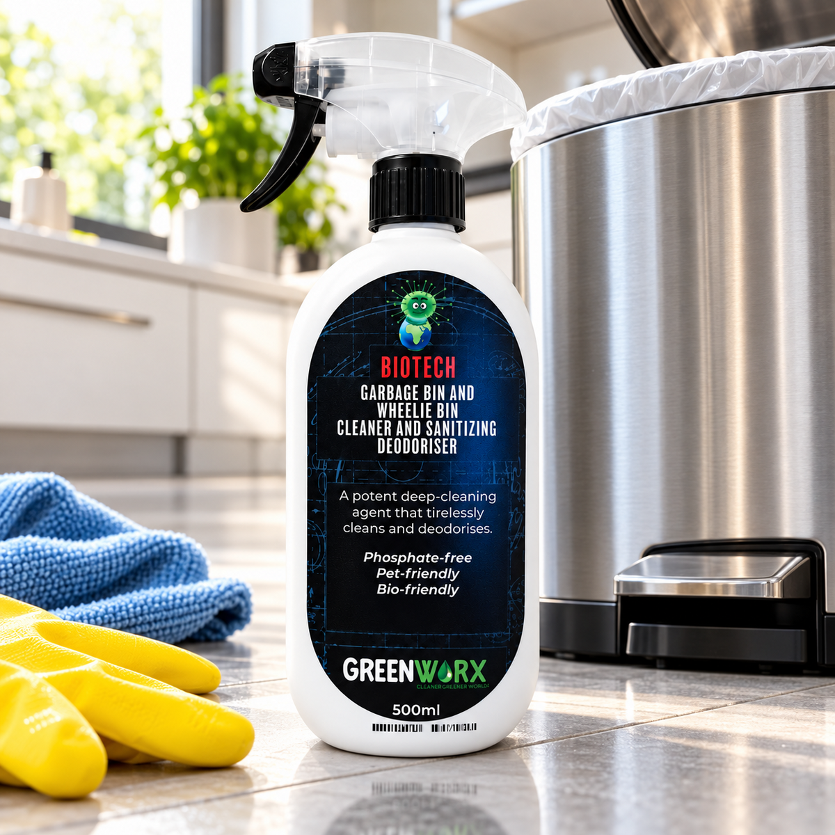 Bio Tech Garbage and Wheelie Bin Cleaner & Sanitising Deodoriser 500ml