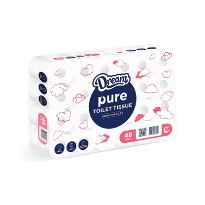 Dream PREMIUM Single Ply PURE Toilet Tissue (Pack of 48)