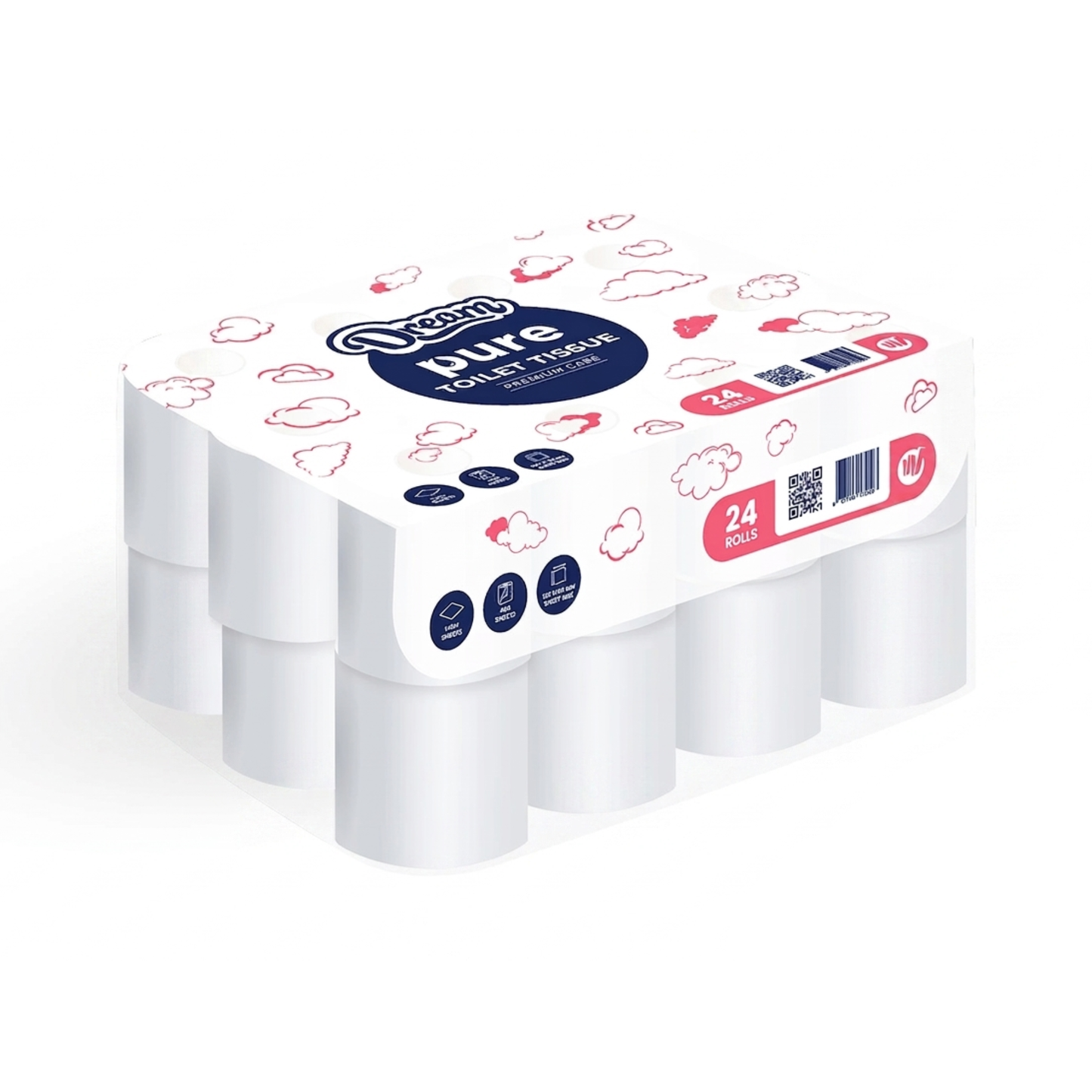 Dream PREMIUM Single Ply PURE Toilet Tissue (Pack of 24)