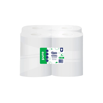 Dream PURE 1 Ply EMBOSSED Barrel / Centrefeed Towels (Pack of 4)